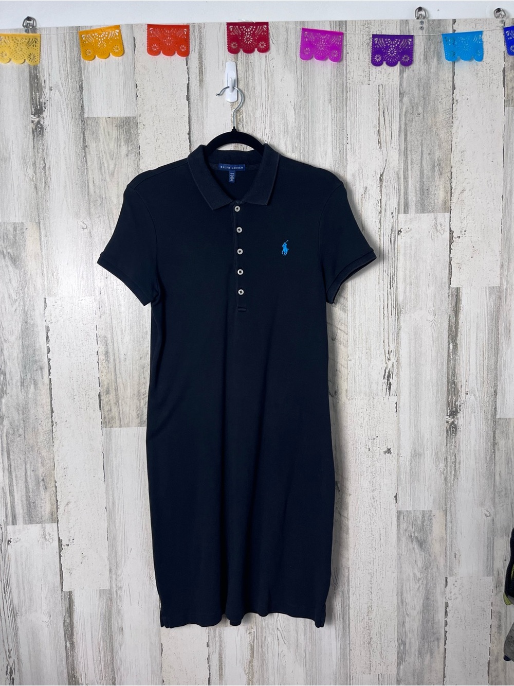 Ralph Lauren Boack Polo Midi Dress with Blue Pony medium